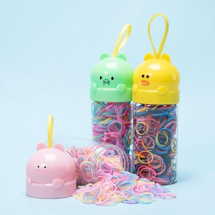 Cute Animal Hair Bands Container Set, 100 Pieces Colourful Elastic Hair Ties, Kids Hair Accessories - Image 3